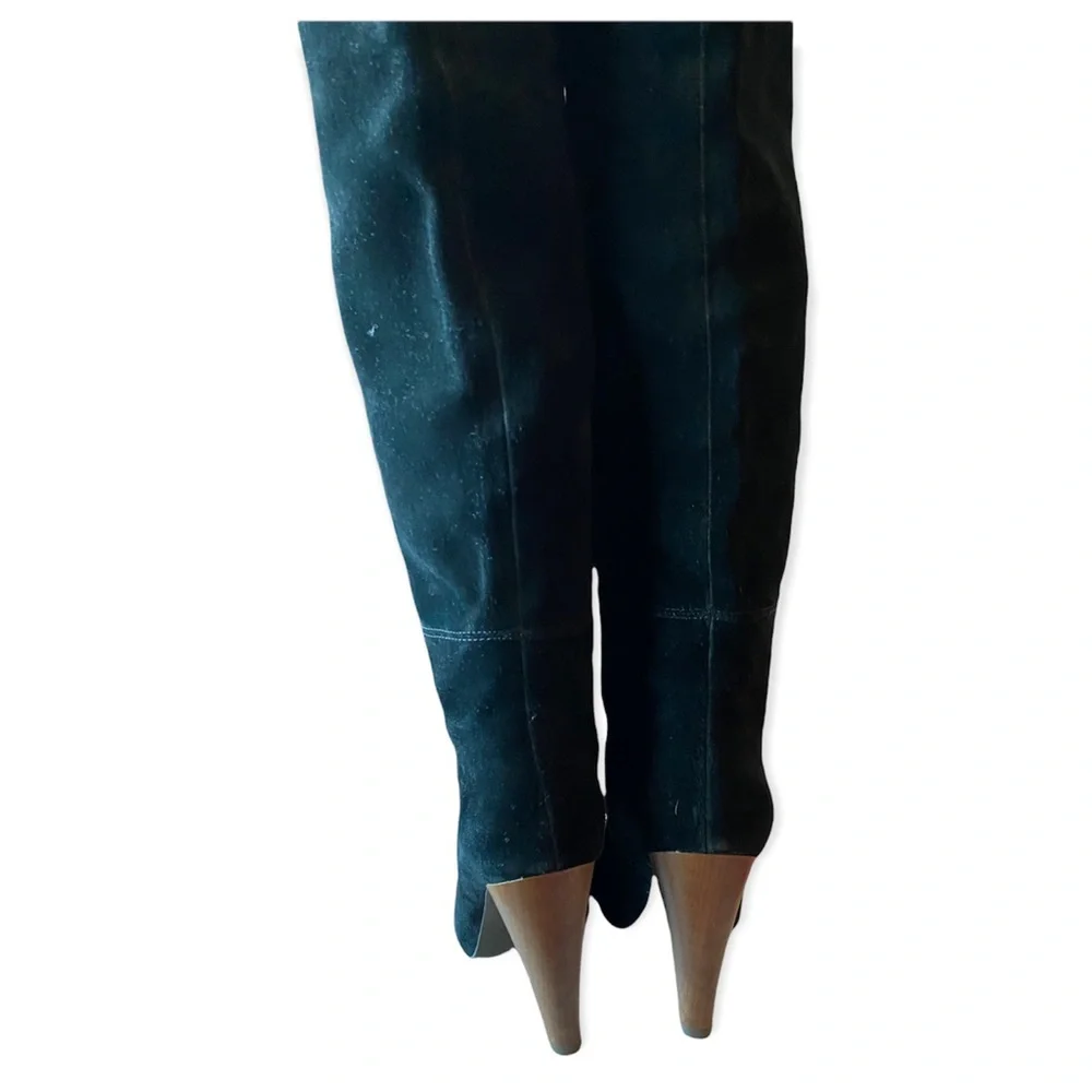 Joie Caviar Black Suede Tall Heeled Boots With Stitching… - Picture 11 of 11
